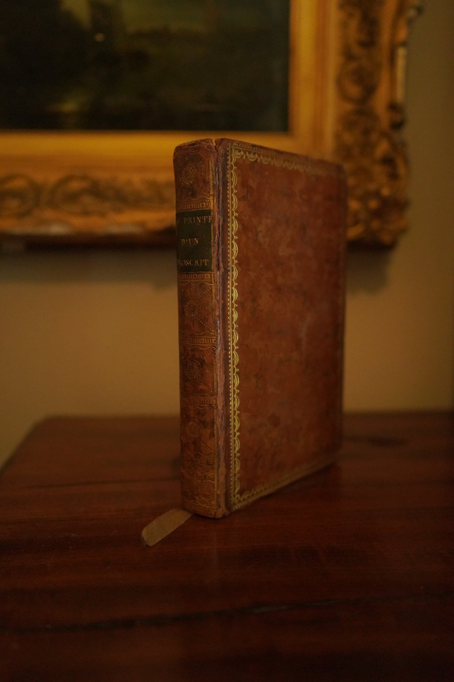 Antique 1803 French Poetry Book Le Printemps d’un Proscrit by Michaud | Fine Calf Leather Binding with Marbled Endpapers