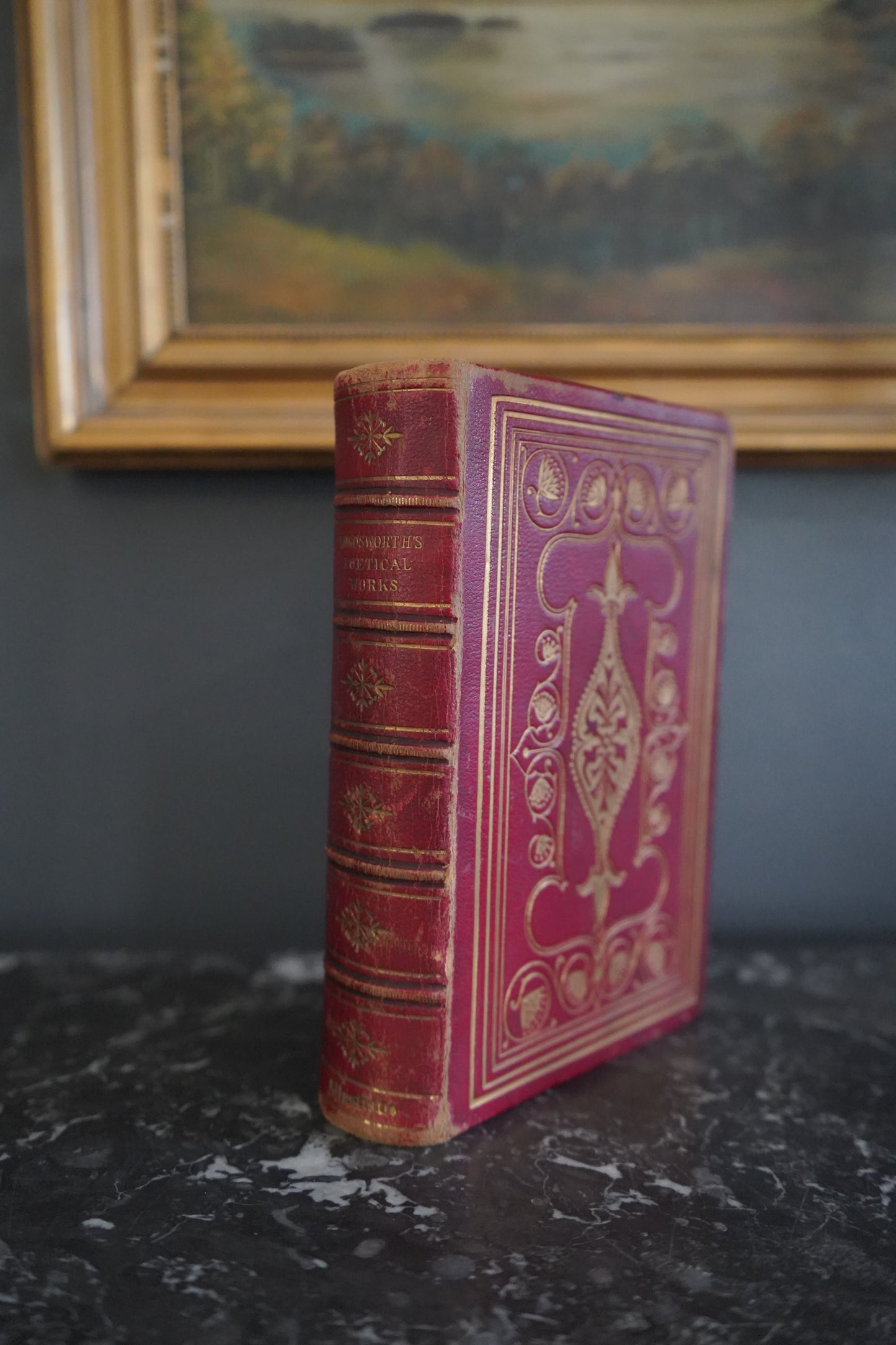 Poetical Works of William Wordsworth 1868 Leather Gift Edition | Classic Poetry Book with Gilt Binding and Engravings