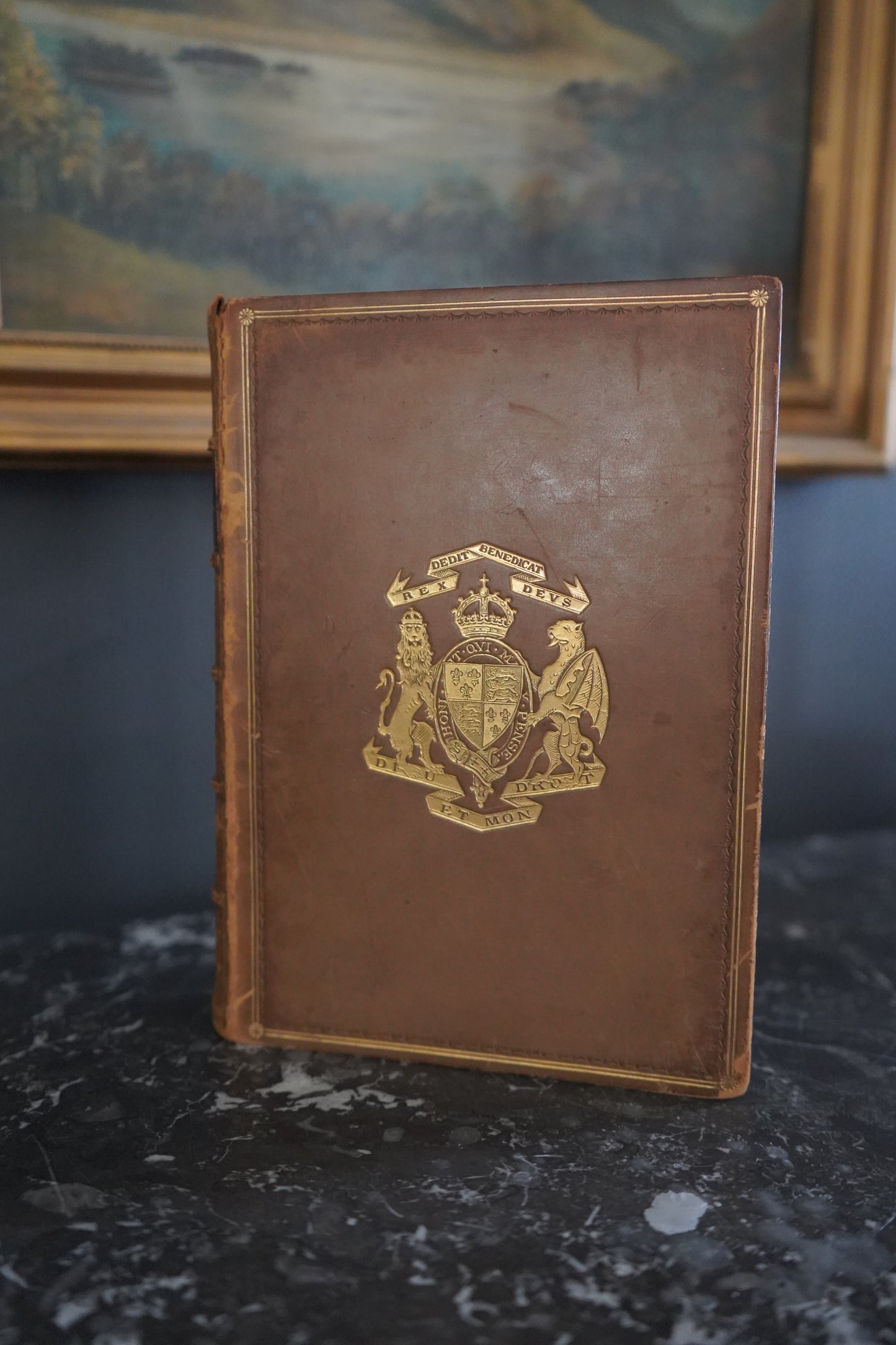 Antique History Book Palmyra and Zenobia by William Wright 1895 Full Calf Prize Binding with Royal Arms