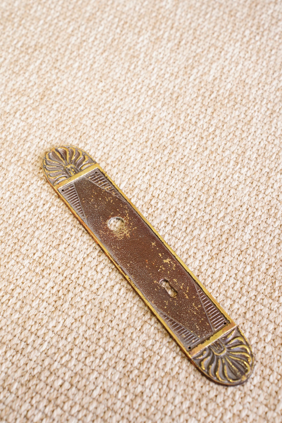 Antique Cast Brass Door Back Plate with Keyhole