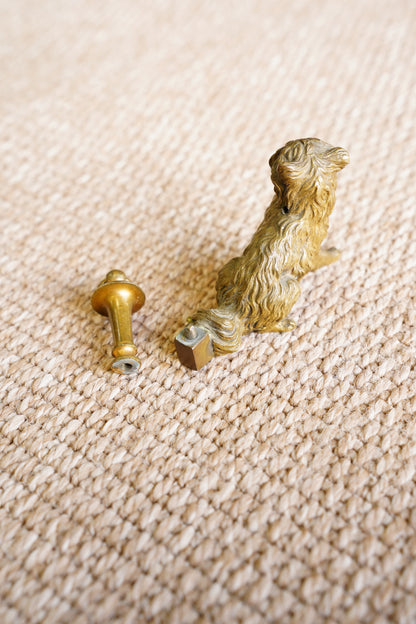 Antique Cast Brass Terrier Figure with Ringed Post