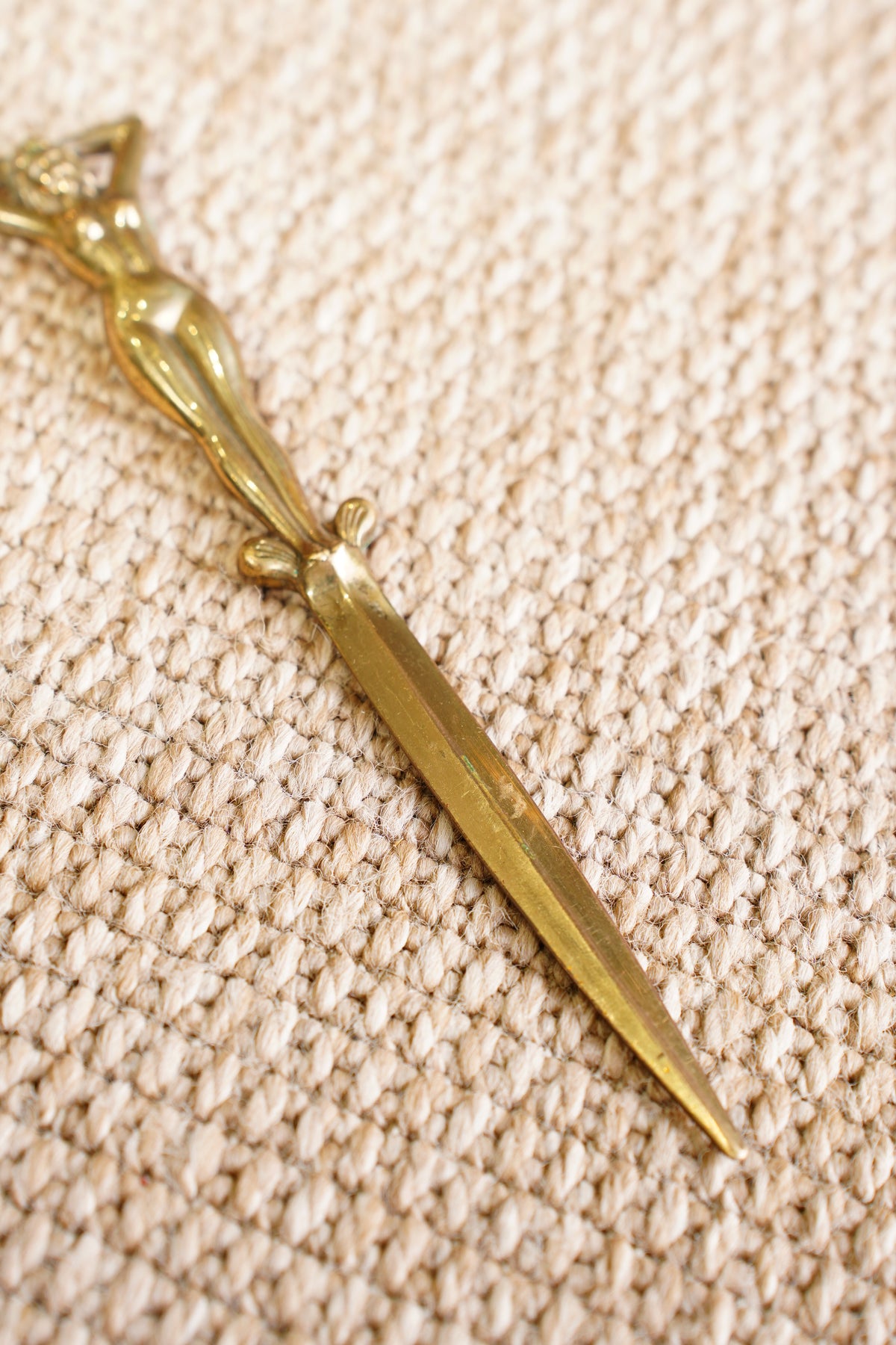 Vintage Art Deco Solid Brass Figural Letter Opener