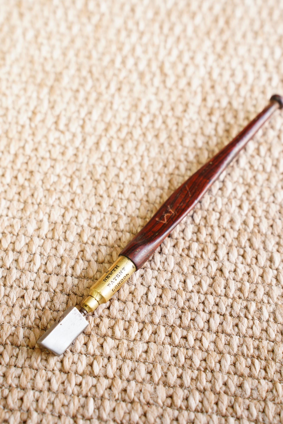Antique Rosewood and Brass Diamond Glass Cutter