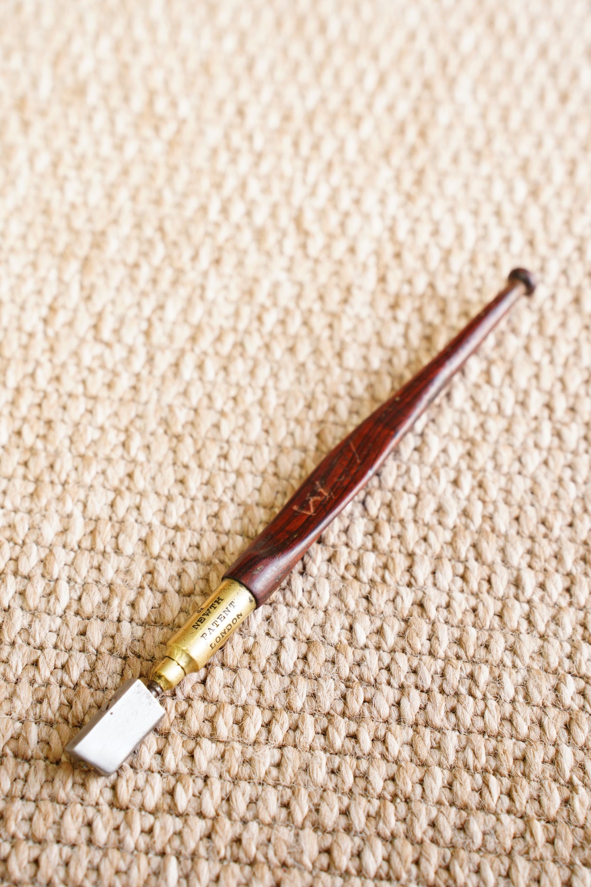Antique Rosewood and Brass Diamond Glass Cutter