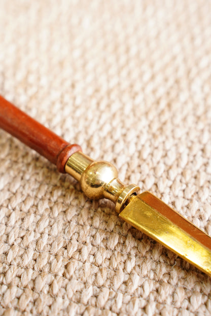 Vintage Solid Brass and Turned Wood Letter Opener