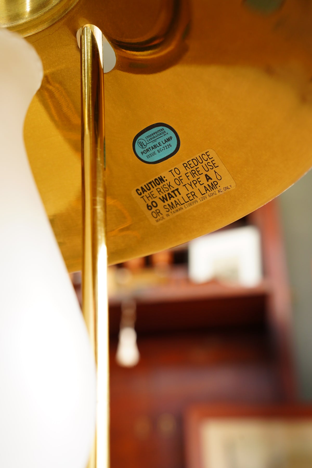 Vintage Brass Table Lamp, Adjustable Shade