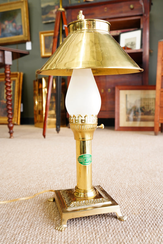 Vintage Brass Table Lamp, Adjustable Shade
