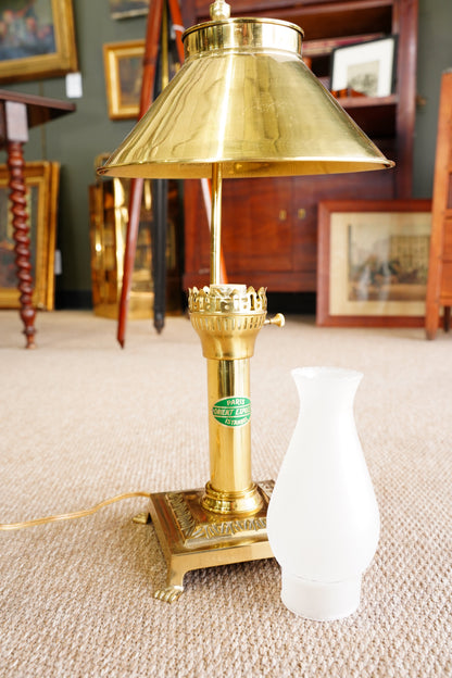 Vintage Brass Table Lamp, Adjustable Shade