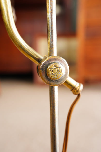Vintage French Silvered Brass Swing Arm Desk Lamp