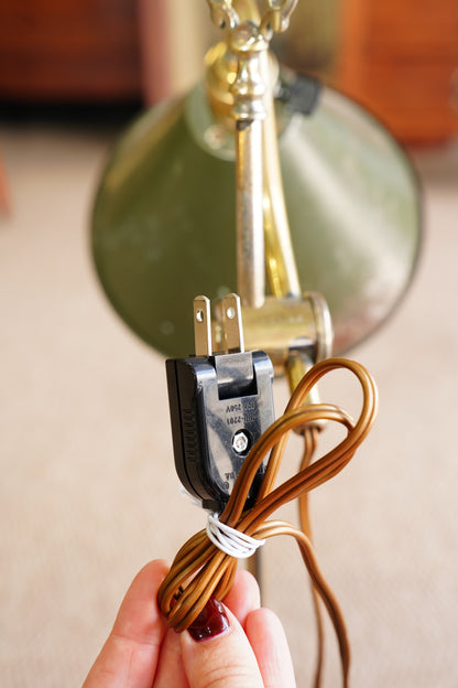 Vintage French Silvered Brass Swing Arm Desk Lamp