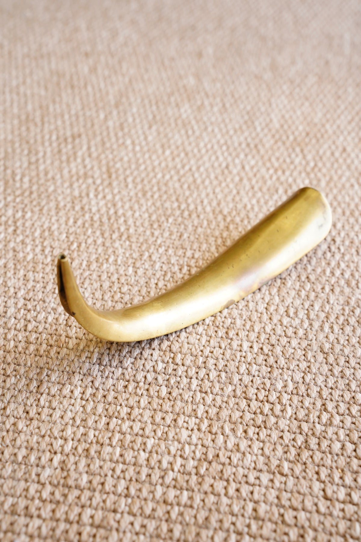 Vintage Hand Raised Brass Shoe Horn with Hanging Hook