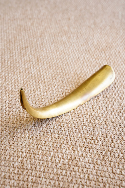Vintage Hand Raised Brass Shoe Horn with Hanging Hook