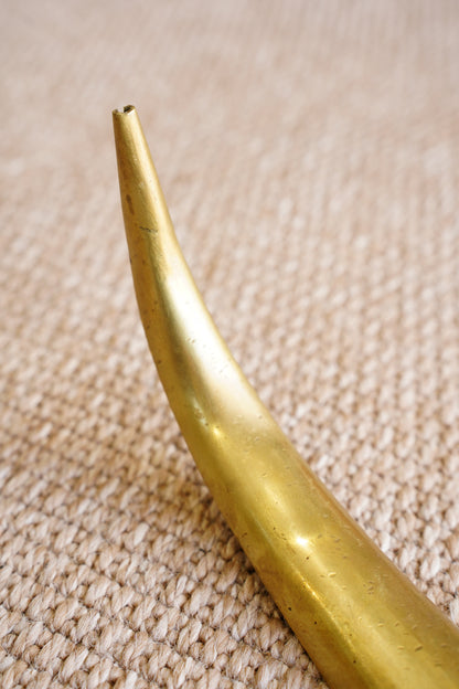 Vintage Hand Raised Brass Shoe Horn with Hanging Hook