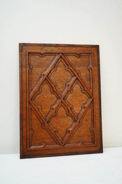 Antique English Jacobean Revival Carved Oak Panel