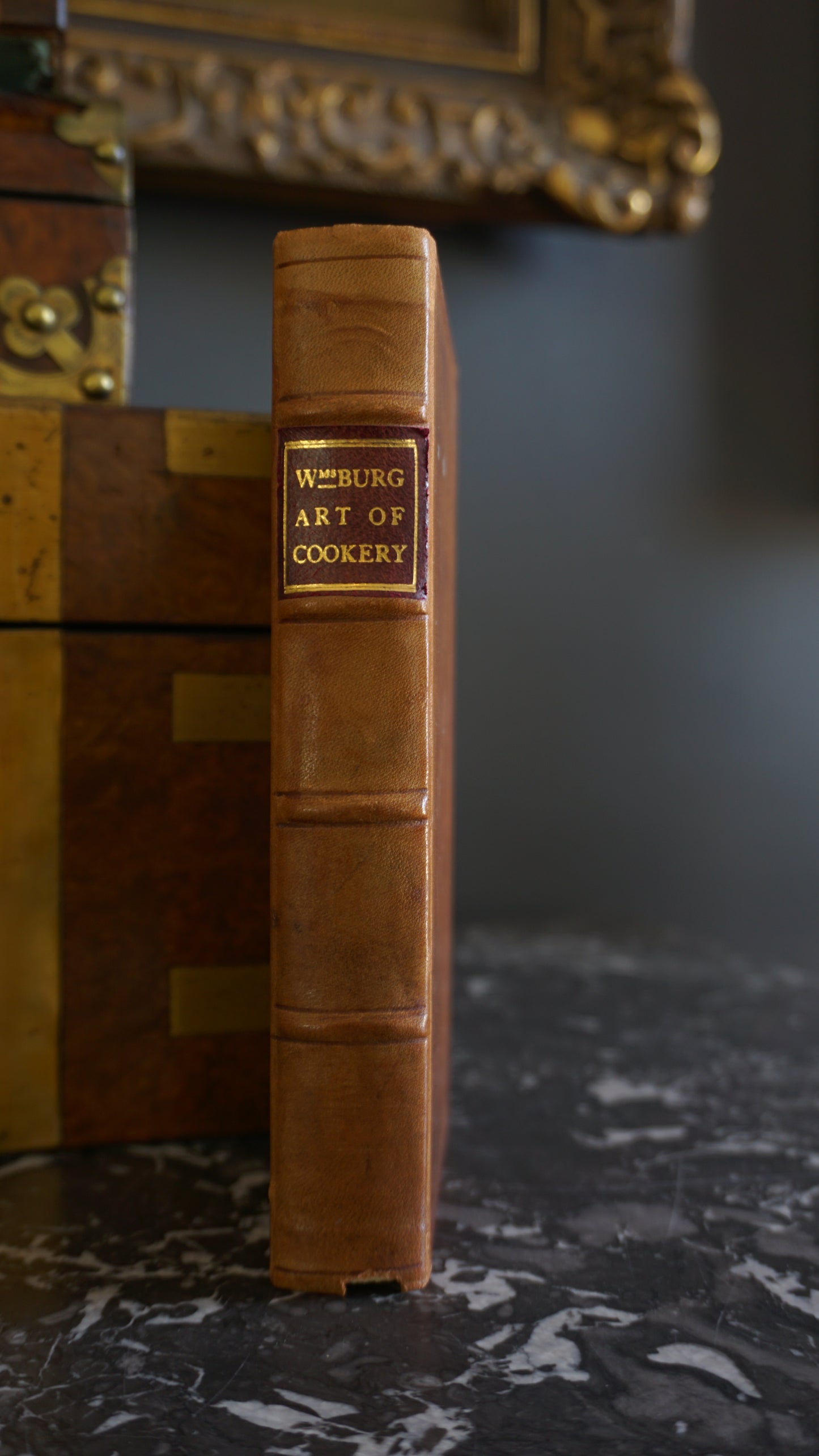 Antique Cookbook "The Williamsburg Art of Cookery " Tan Full Leather Book