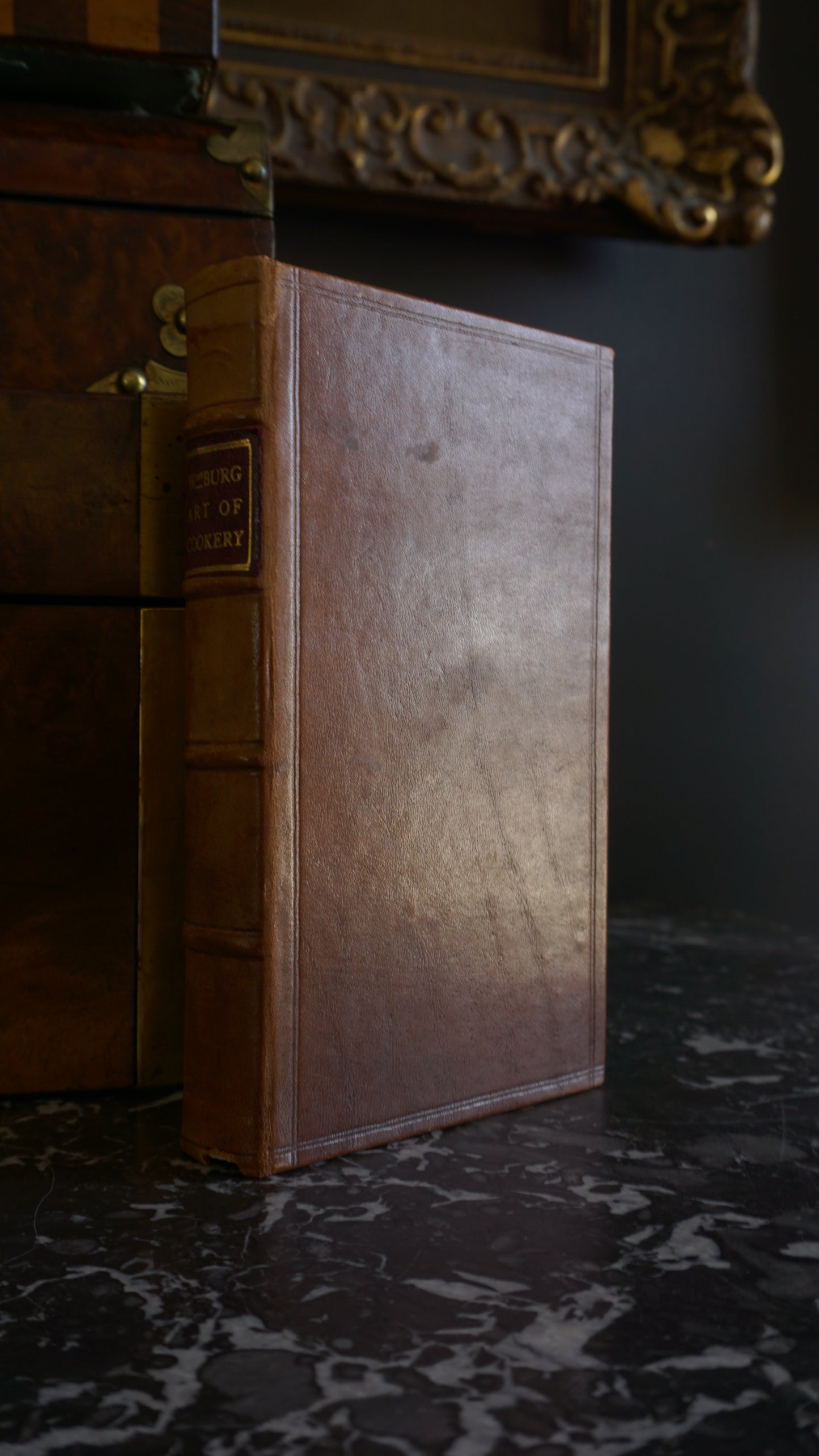 Antique Cookbook "The Williamsburg Art of Cookery " Tan Full Leather Book