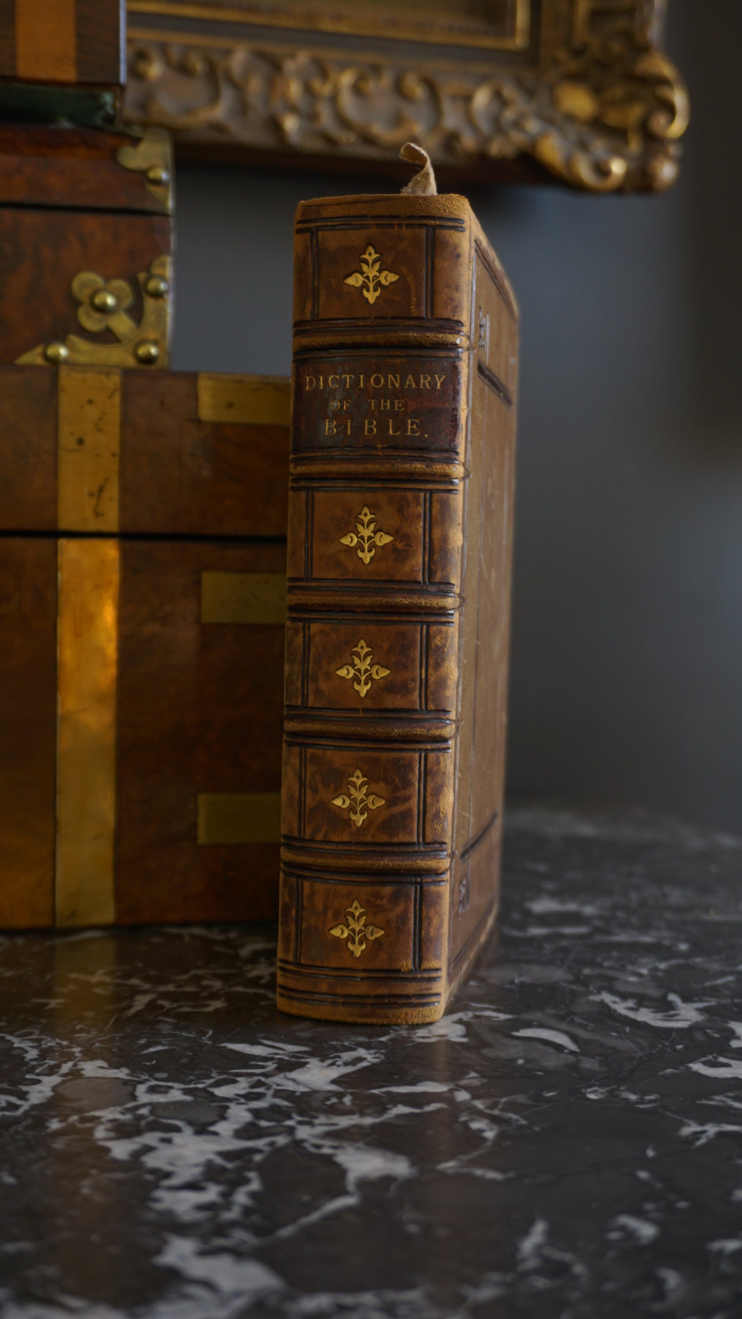 1893 " A Smaller Dictionary of the Bible " Light Brown Full Leather Book