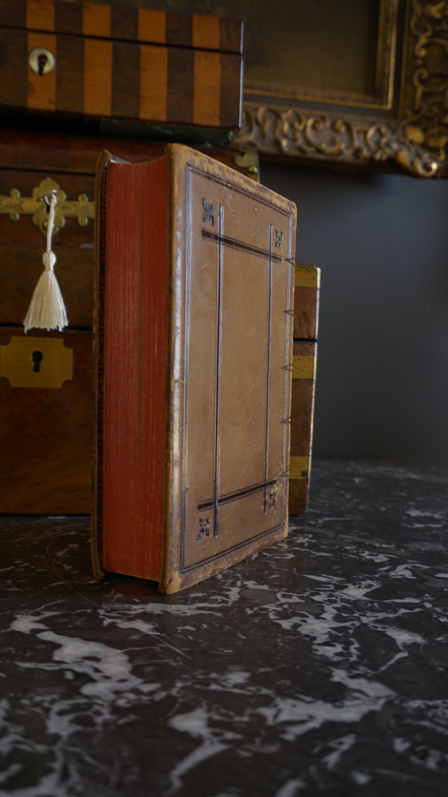 1893 " A Smaller Dictionary of the Bible " Light Brown Full Leather Book