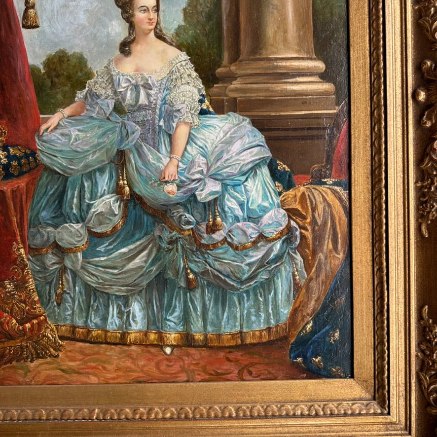 19th Century Portrait of Marie Antoinette, Oil on Board Painting