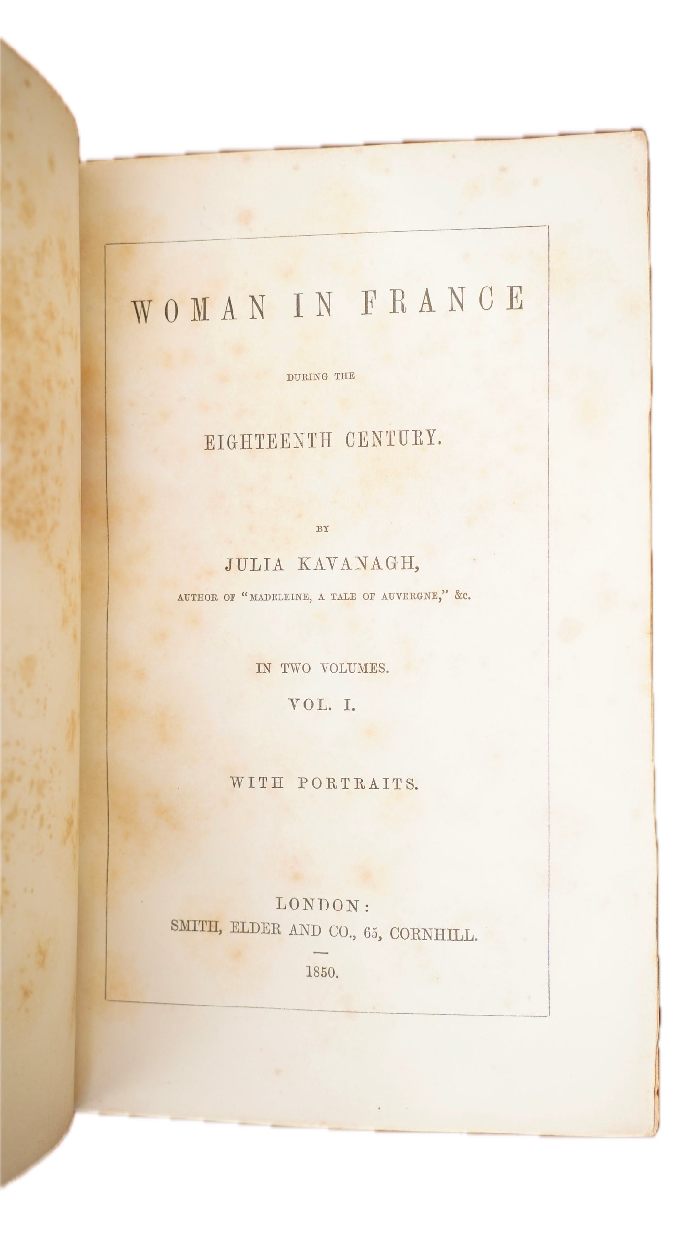 Julia Kavanagh Woman in France 1850 Antique Half-Leather Books Two Volumes