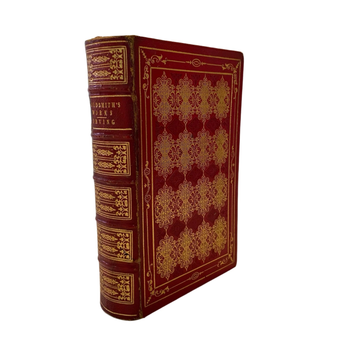 Antique Poetry Red Leather Book "The Works of Oliver Goldsmith"