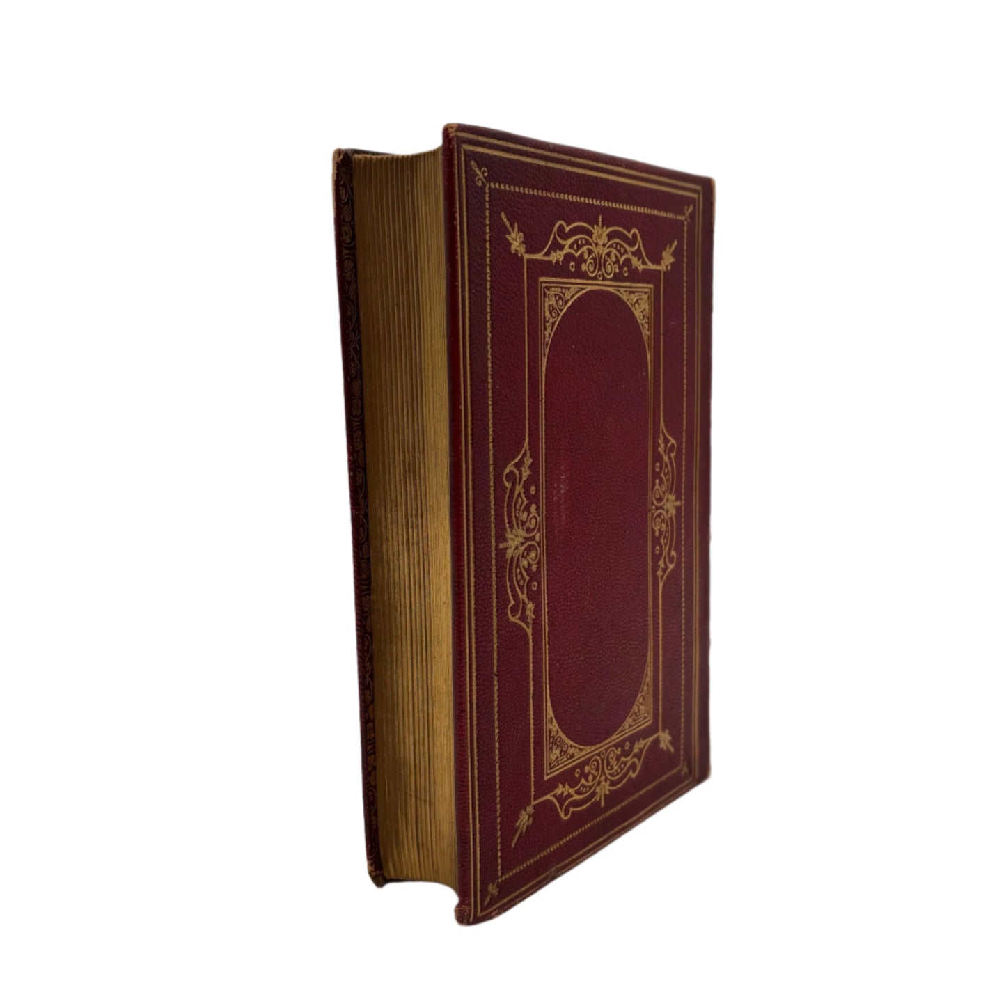 1875 "Poems" by Alfred Tennyson Red Fine Binding Full Leather Book, Antique Poetry Book