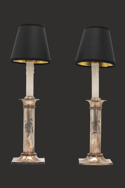 Pair of 20th Century Pairpoint Silver Plated Lamps