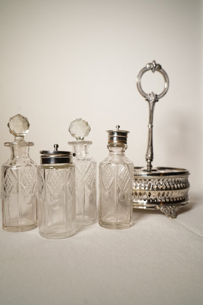 Antique English Silverplate Revolving Cruet Set, Circa 1880