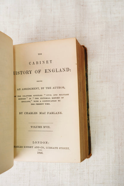 Antique History of England Three Volumes Half Calf Leather 1846