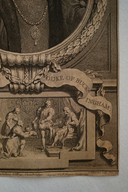 Early 19th Century Engraving "Duke of Buckingham" by Jacobus Houbraken