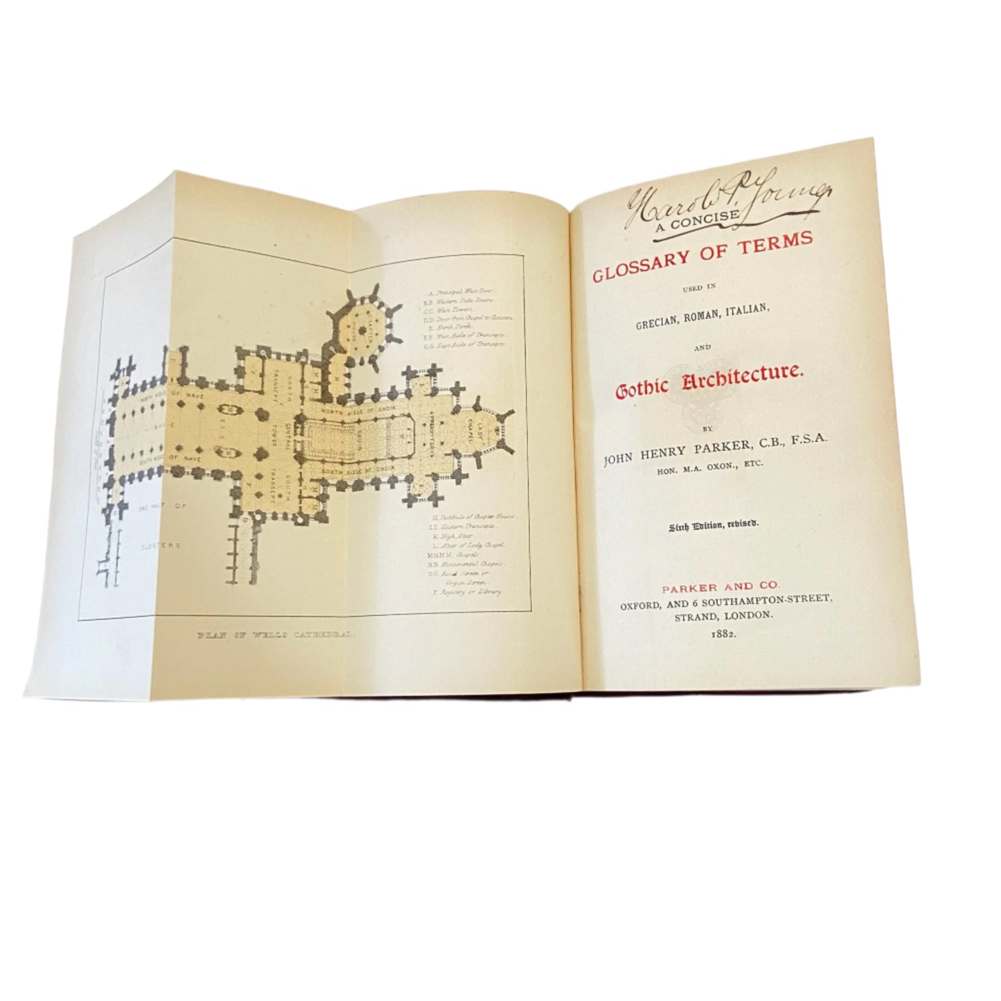 1882 "A Concise Glossary of Terms Used in Grecian, Roman, Italian, and Gothic Architecture" Purple Cloth Book