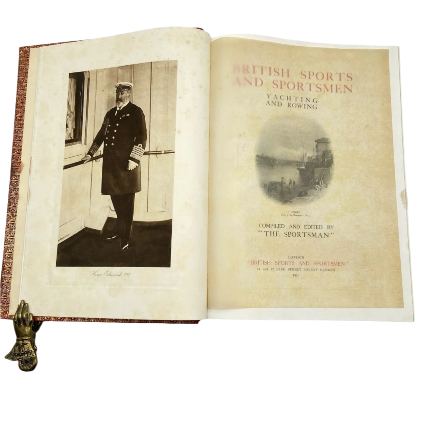1916 “British Sports: Yachting and Rowing" XL Full Morocco Red Leather Book, First Edition