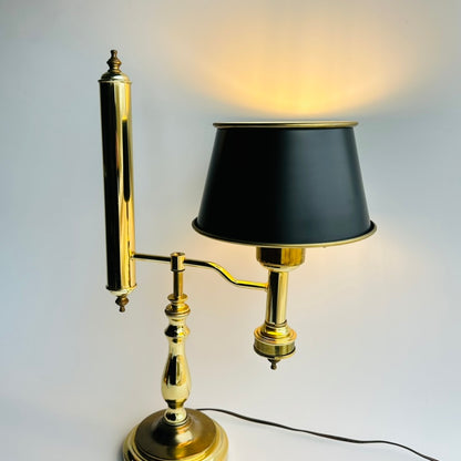 Vintage Brass Student Lamp with Metal Shade, Large