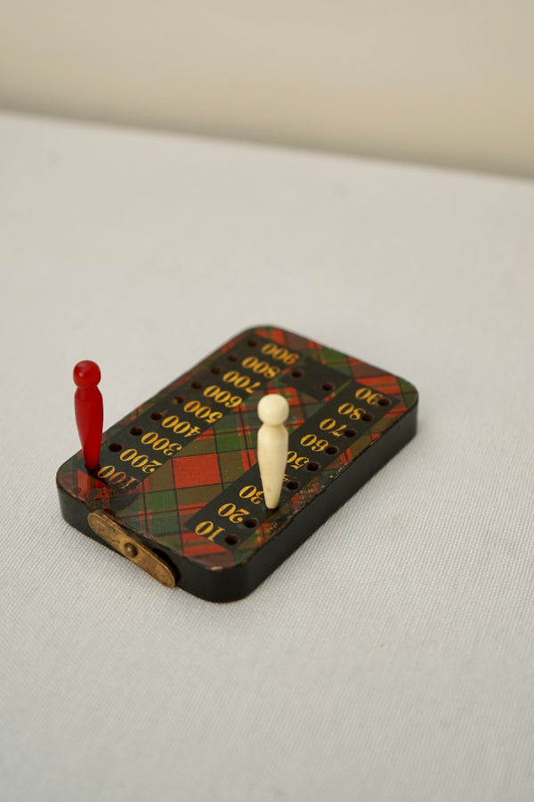 Victorian Scottish Tartanware Bezique Score Counter with Original Pegs, c. 1870–1900 secondary view