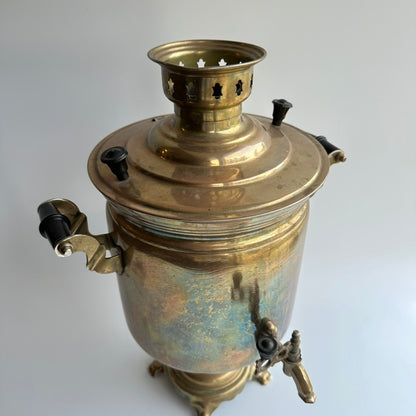 Antique Russian Brass Plated Samovar