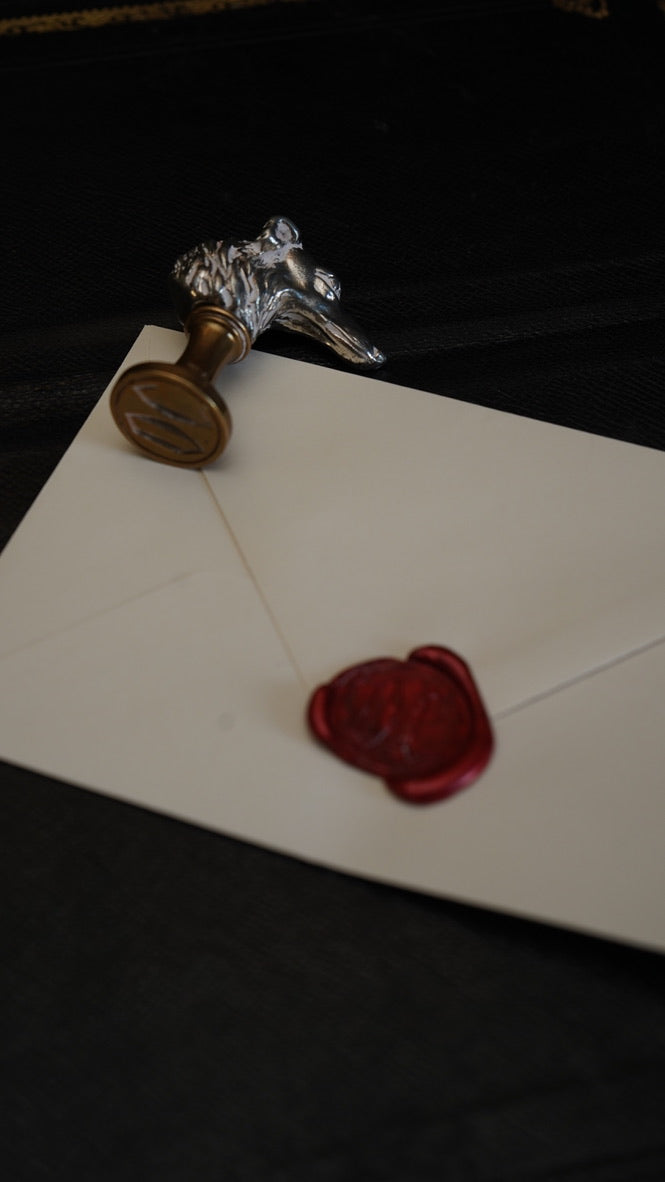 Edwardian Silver-Plated Greyhound Wax Seal Stamp on Brass Base, c.1890–1910
