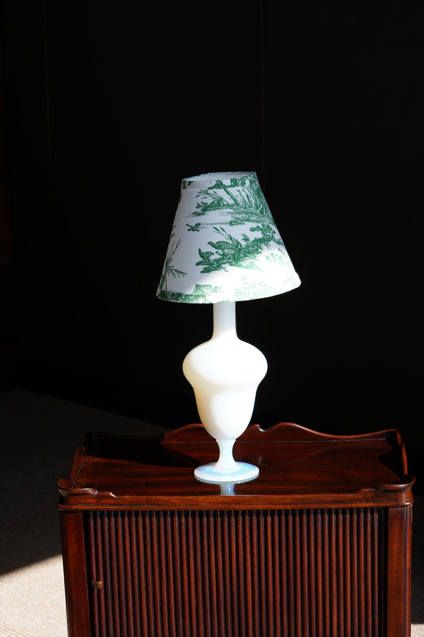 Vintage French Opaline Glass Table Lamp, Sevre France