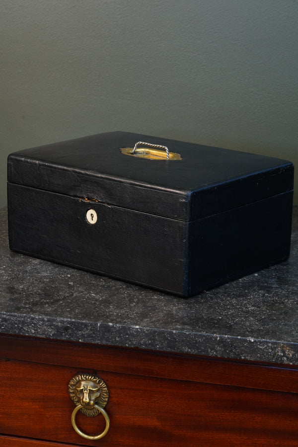 Antique Victorian English Leather Despatch Box