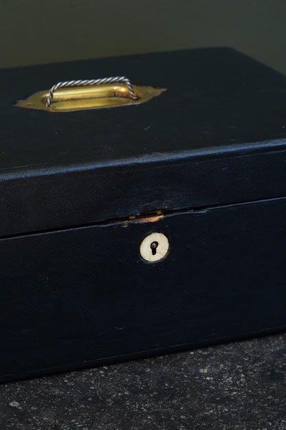 Antique Victorian English Leather Despatch Box