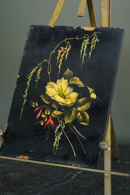 English Devotional Oil on Victorian Papier-Mâché Panel, Attributed to George Morris, 1942
