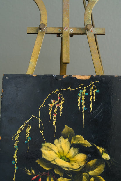 English Devotional Oil on Victorian Papier-Mâché Panel, Attributed to George Morris, 1942