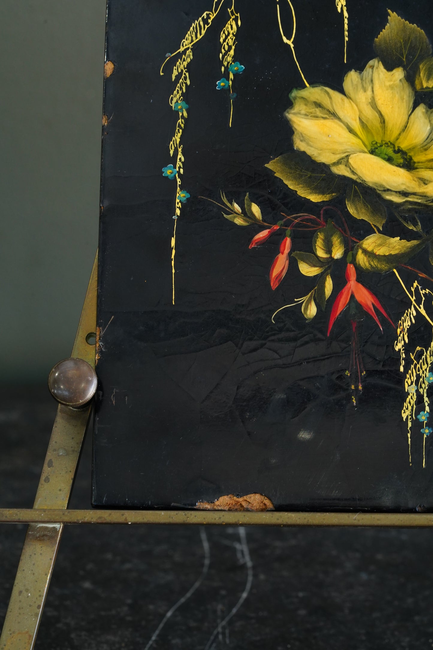 English Devotional Oil on Victorian Papier-Mâché Panel, Attributed to George Morris, 1942