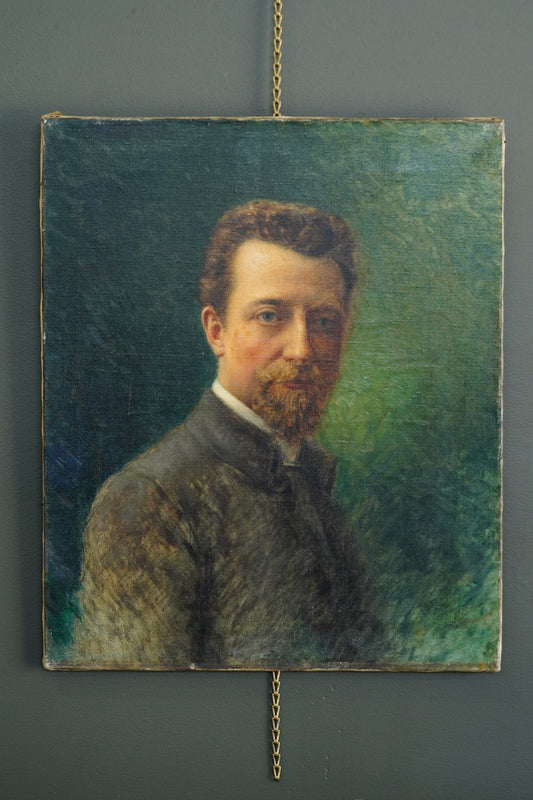 Antique Émile Bulcke Portrait of the Painter Albert Cortvriendt, Oil on Canvas