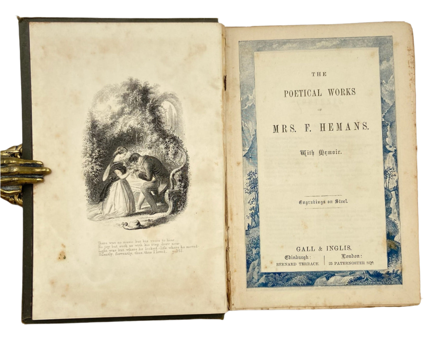 "The Poetical Works of Mrs. F. Hemans" Victorian Cloth Book