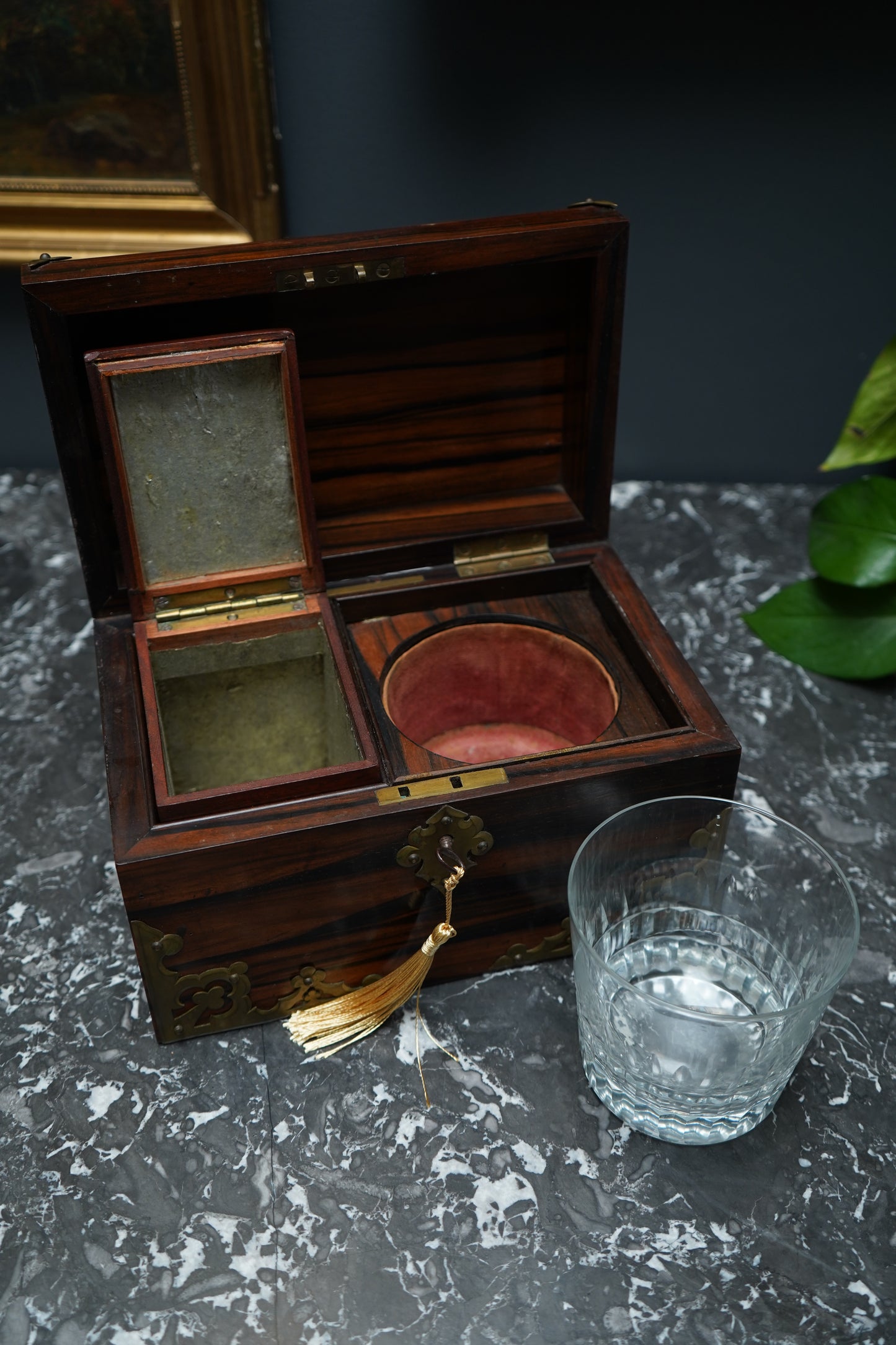 Antique Georgian Rosewood Domed Tea Caddy with Brass Mounts, Circa 1820-1830