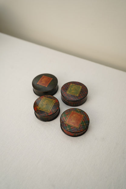 Victorian Scottish Tartanware Stamp Boxes with Queen Victoria Motifs, M'Lean