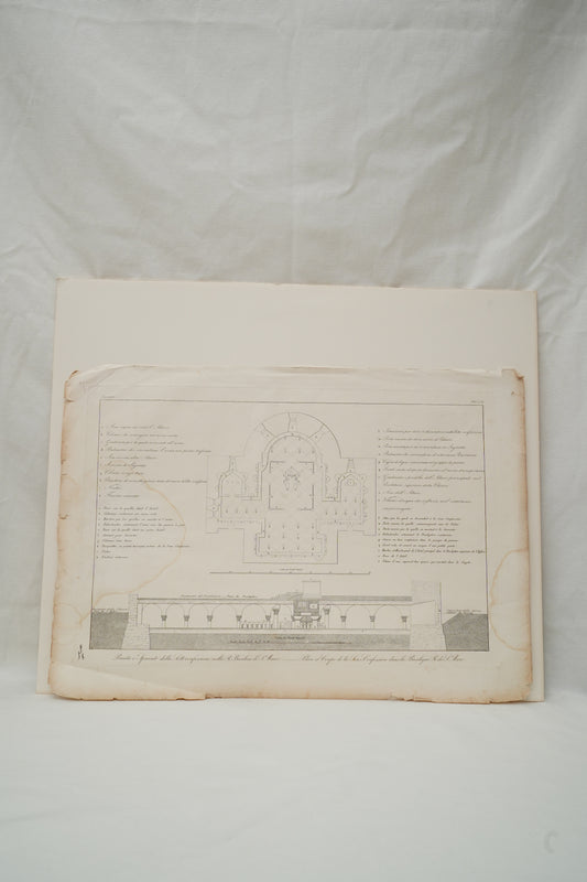 Antique Venetian Architectural Engraving of St Mark’s Basilica Crypt Plan