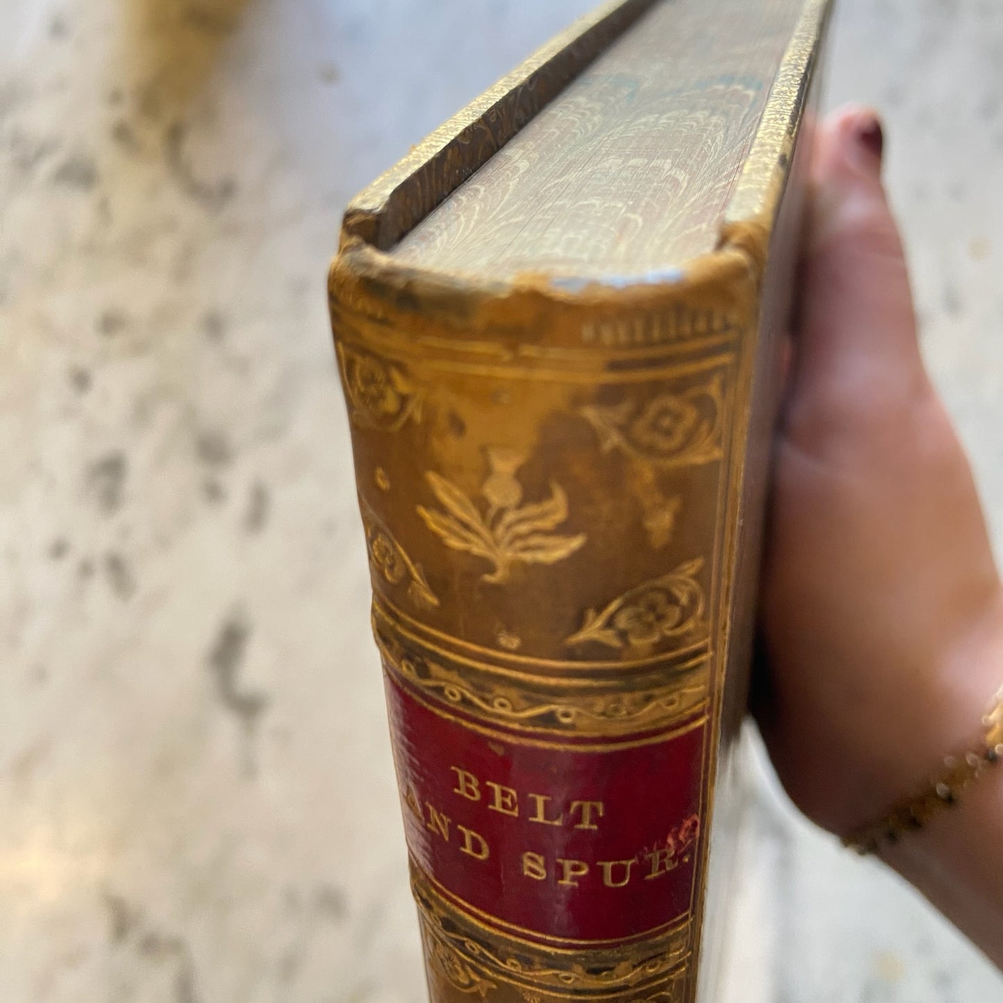 1884 Belt and Spur Historical Chivalry Book in Full Leather Prize Binding