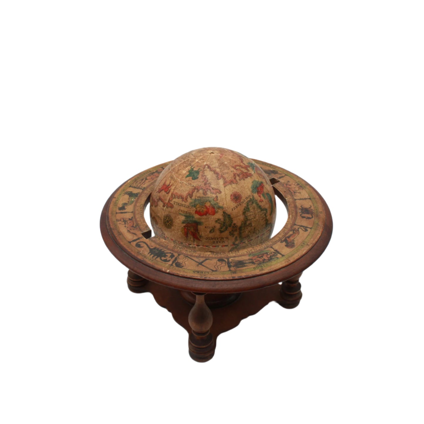 Small Vintage Italian Wooden Globe