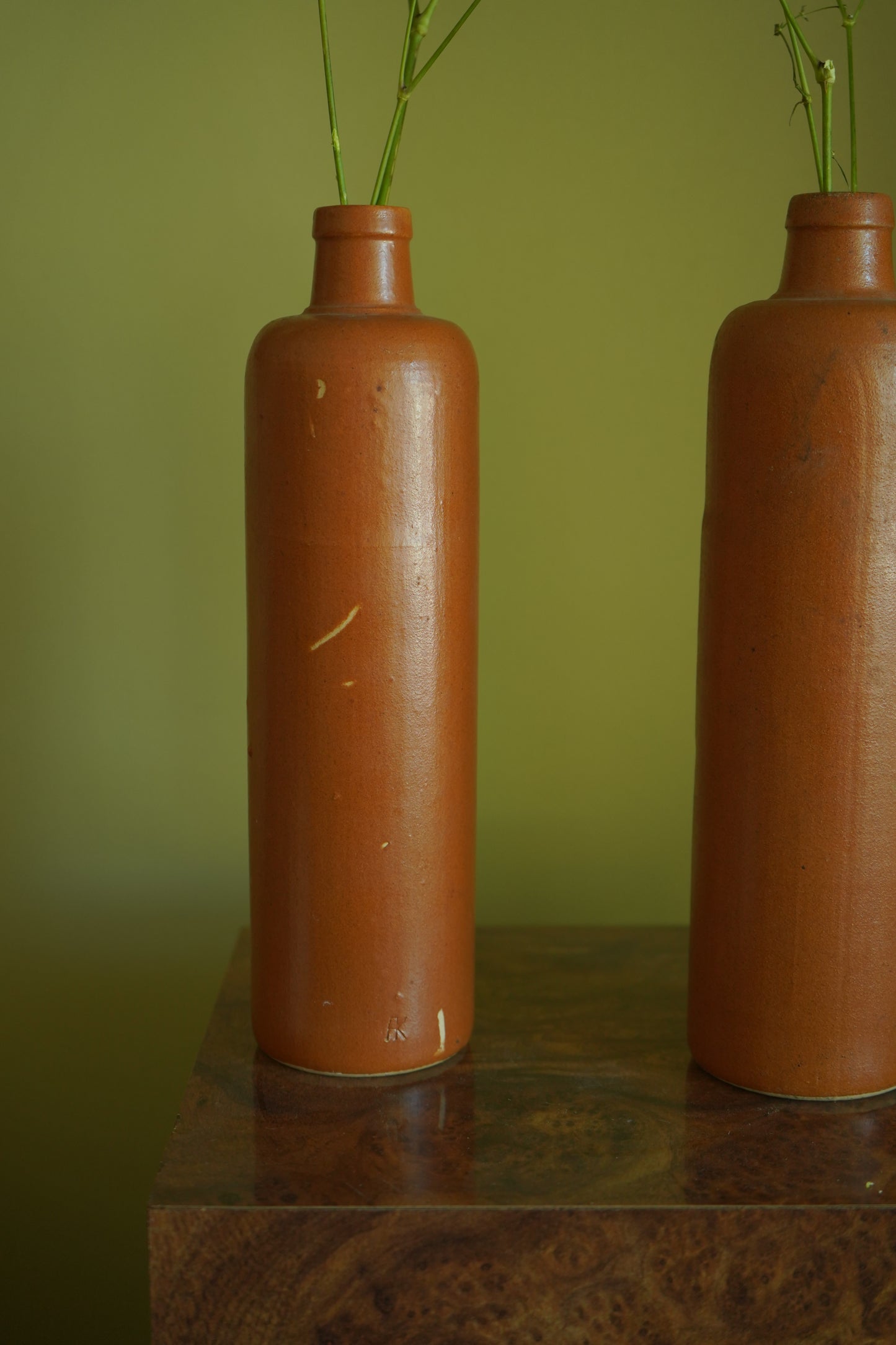 Antique 19th Century Salt-Glazed Stoneware Bottle with Maker’s Mark